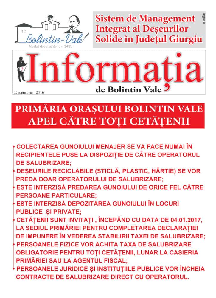 Primăria Orașului BolintinVale